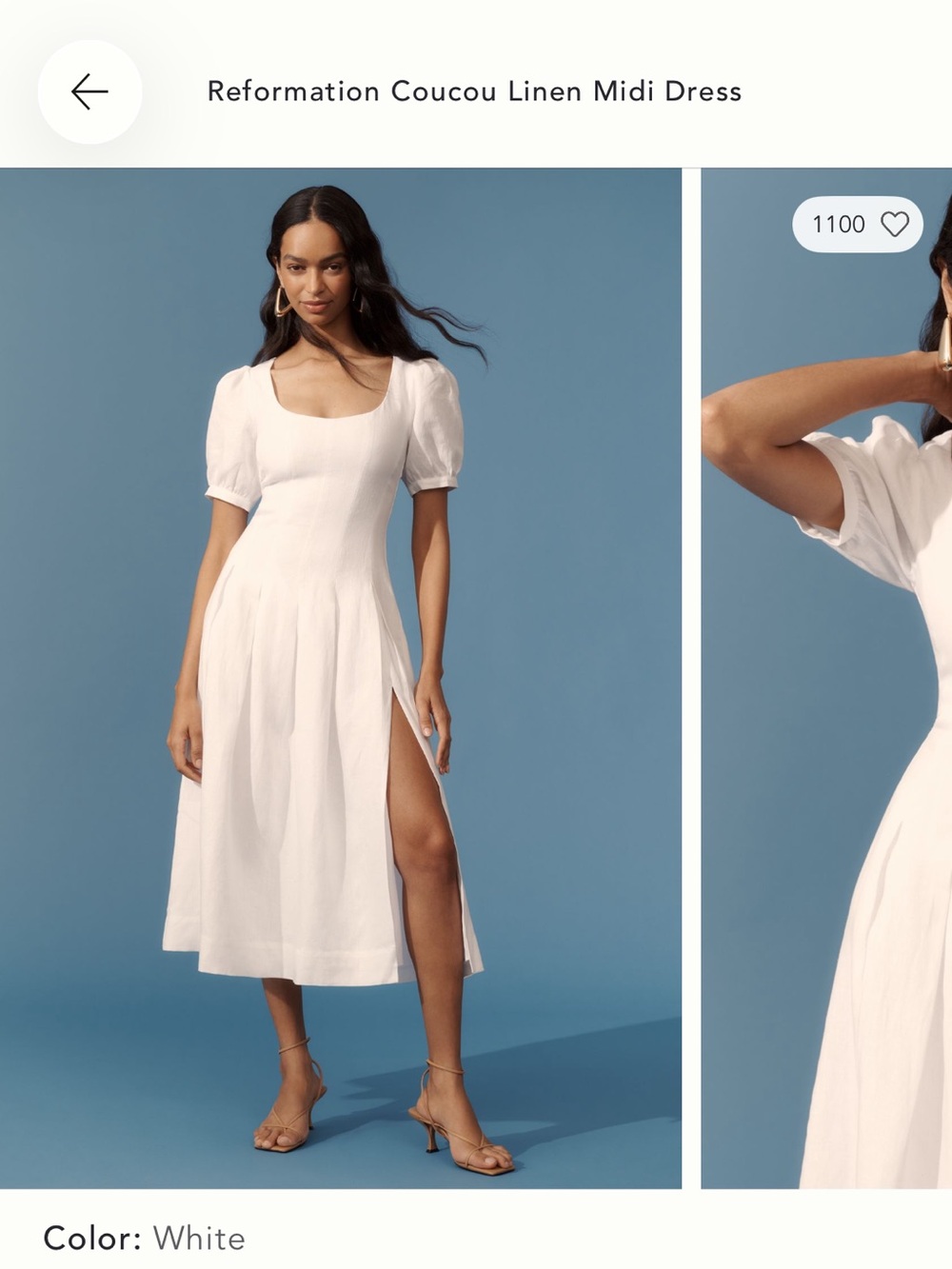 Reformation coucou white linen dress new